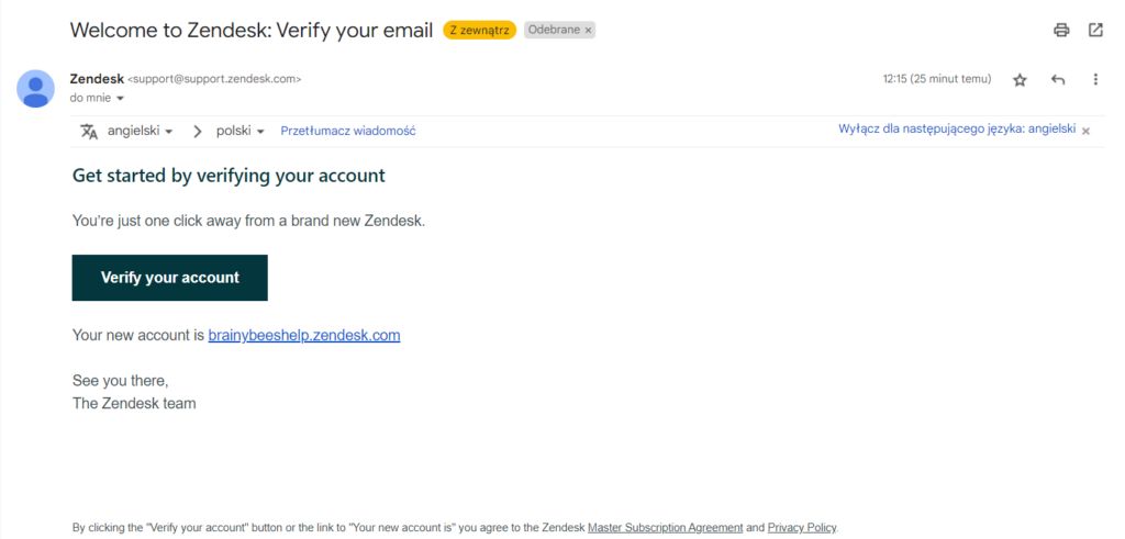 Zendesk email verification