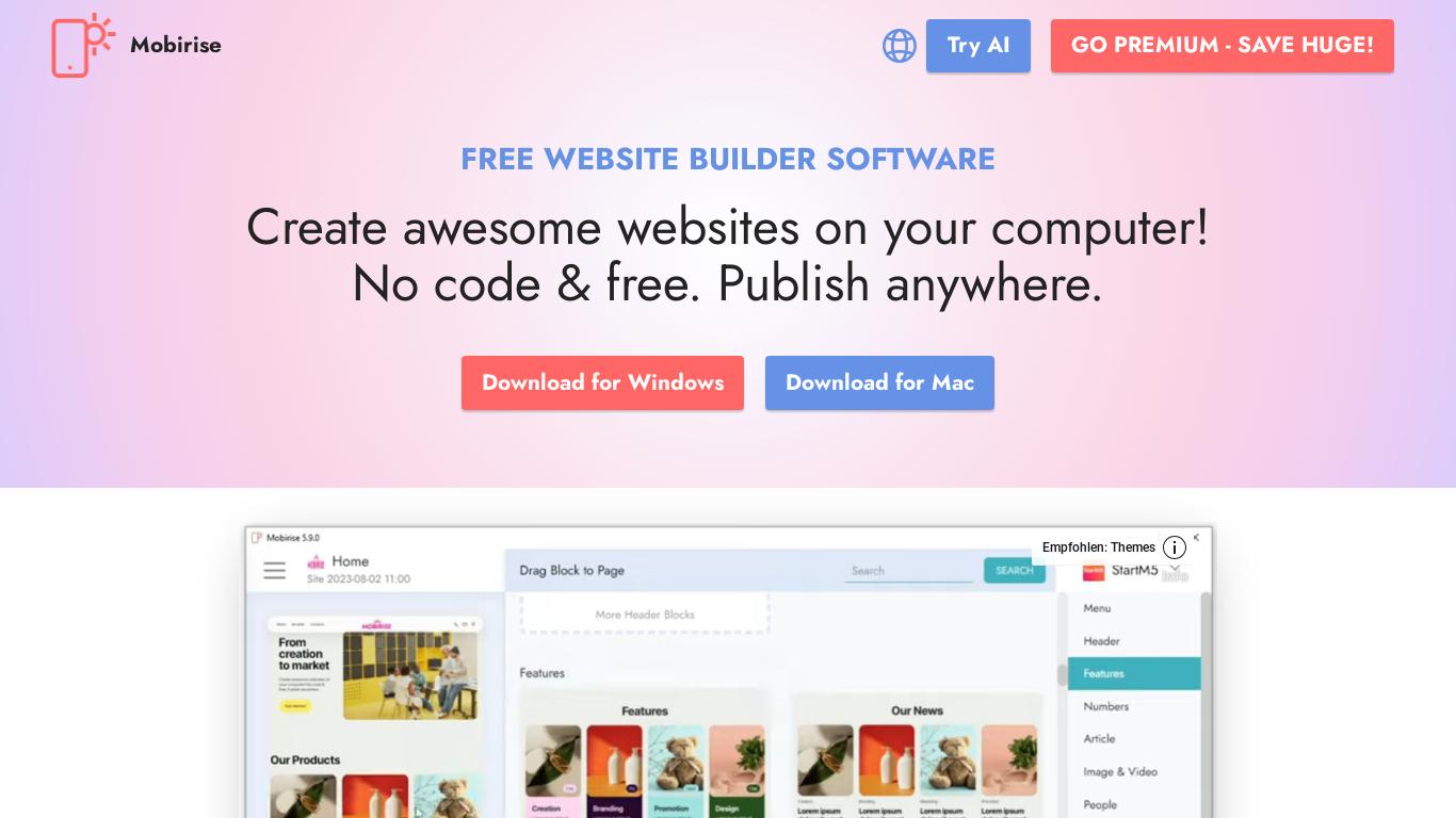 Download free website builder software! It's free, easy & no-code! 9000+ templates.  Website creator software.