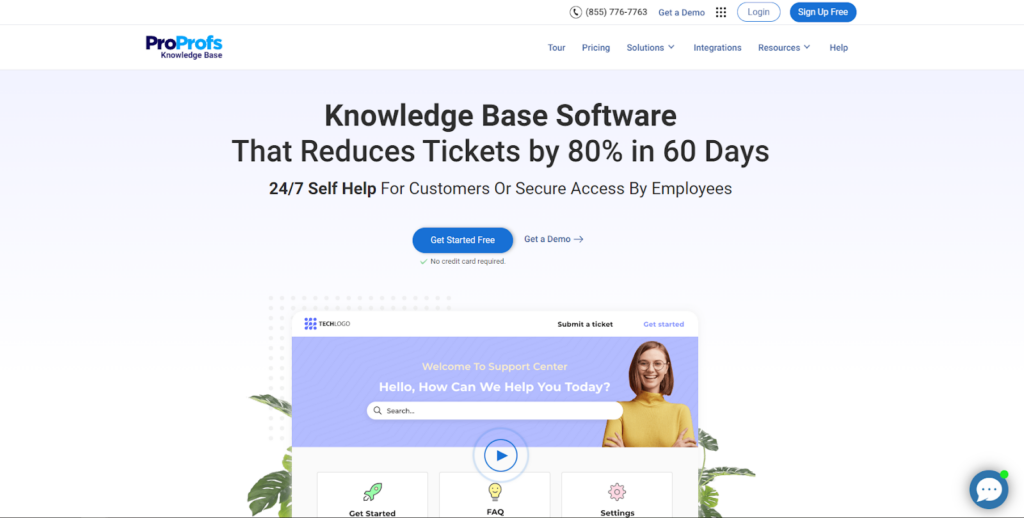 ProProfs Knowledge Base homepage - help center knowledge base software