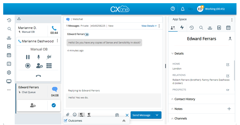 NICE CXone user interface 