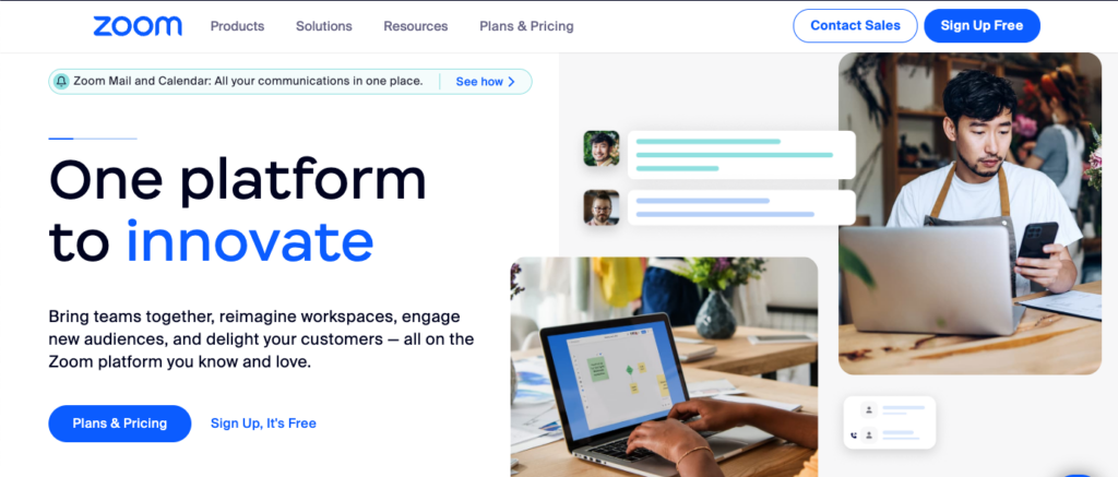 Zoom homepage