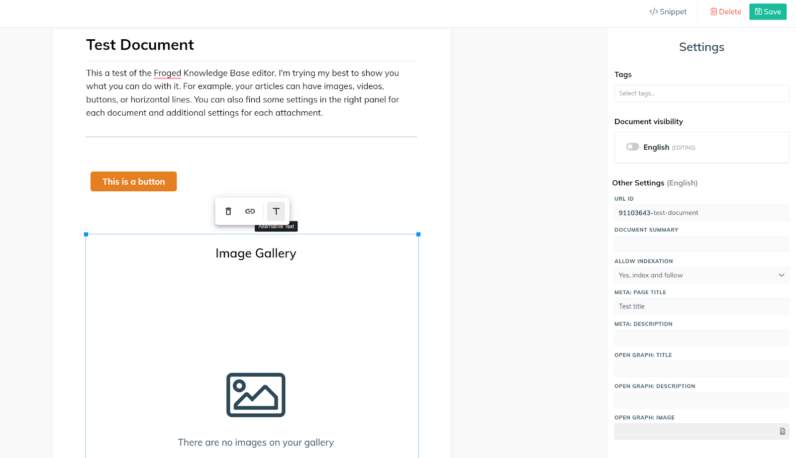 Froged knowledge base article settings