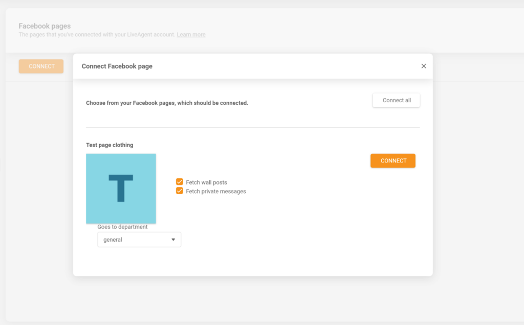 LiveAgent - connect your Facebook page