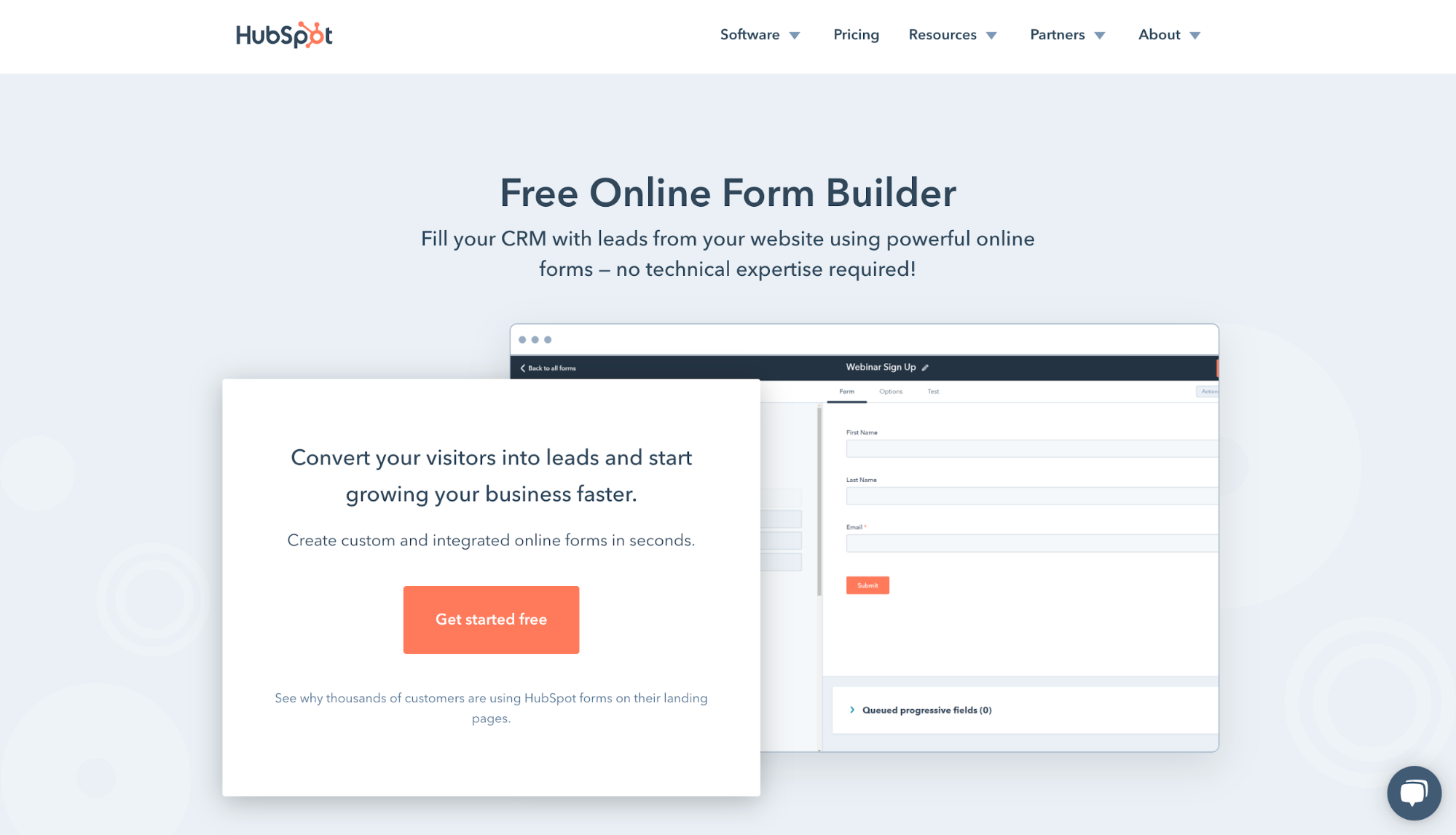 Hubspot free online form builder