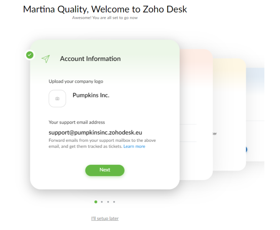 Zoho Desk - account creation
