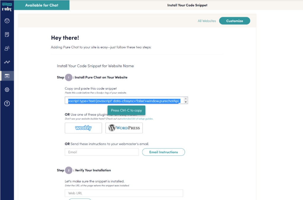 Pure Chat installation options
