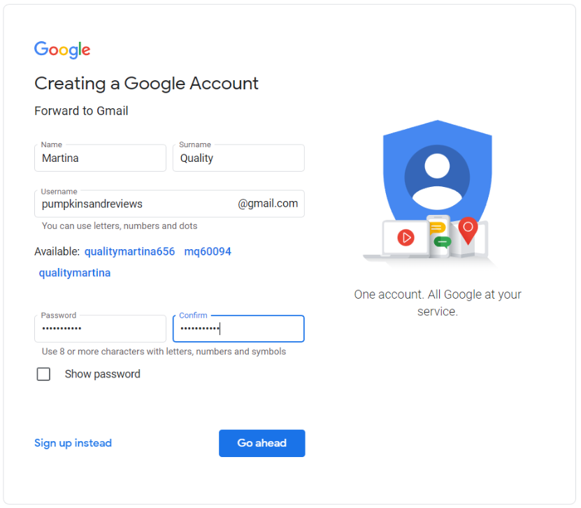 Gmail - setting up a business account