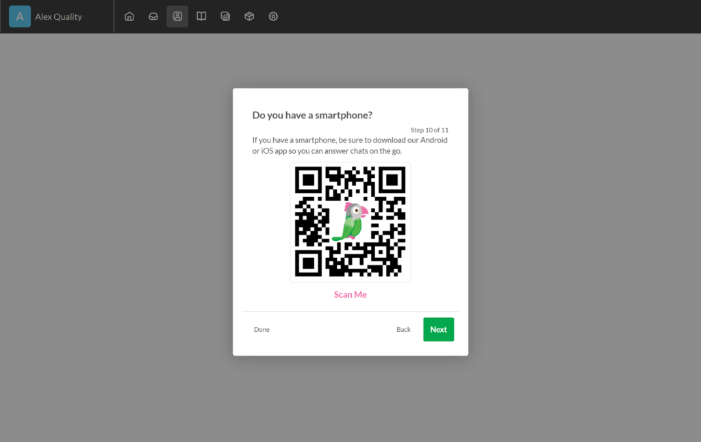 Tawk.to mobile application QR code