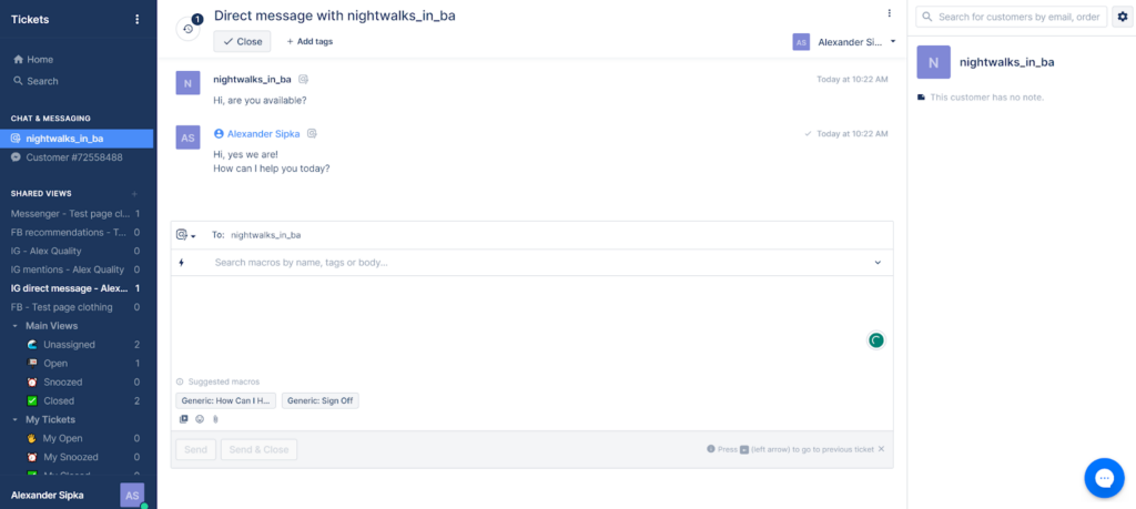 Gorgias - ticket reply options