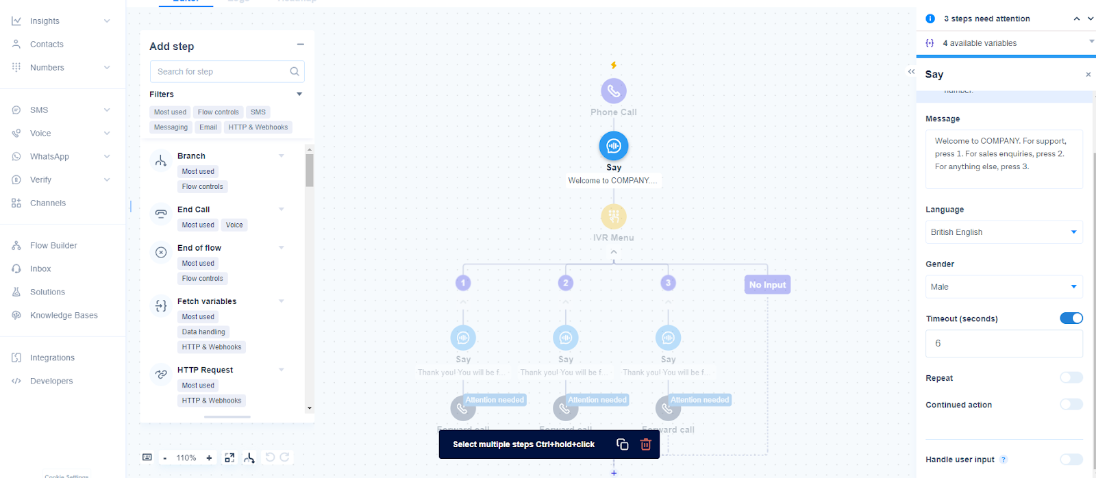MessageBird IVR building tutorial