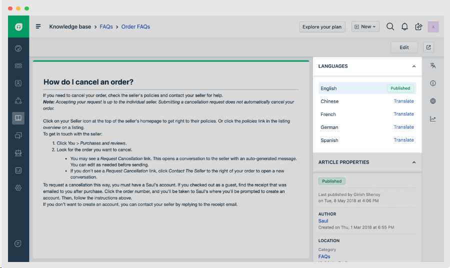 Freshdesk knowledge base article creation