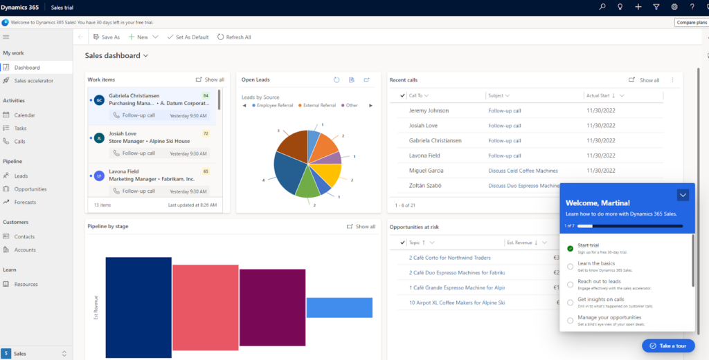 Dynamics 365 dashboard