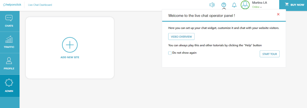 HelpOnClick live chat dashboard