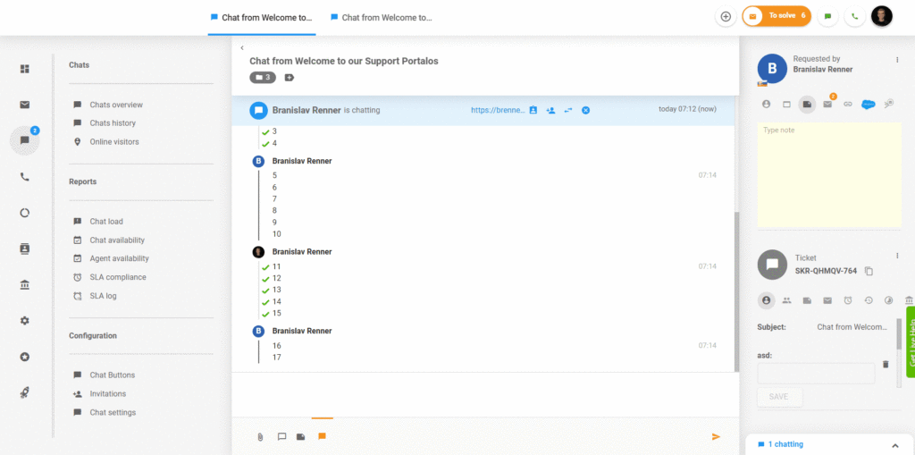 Mixxing text in chats in LiveAgent