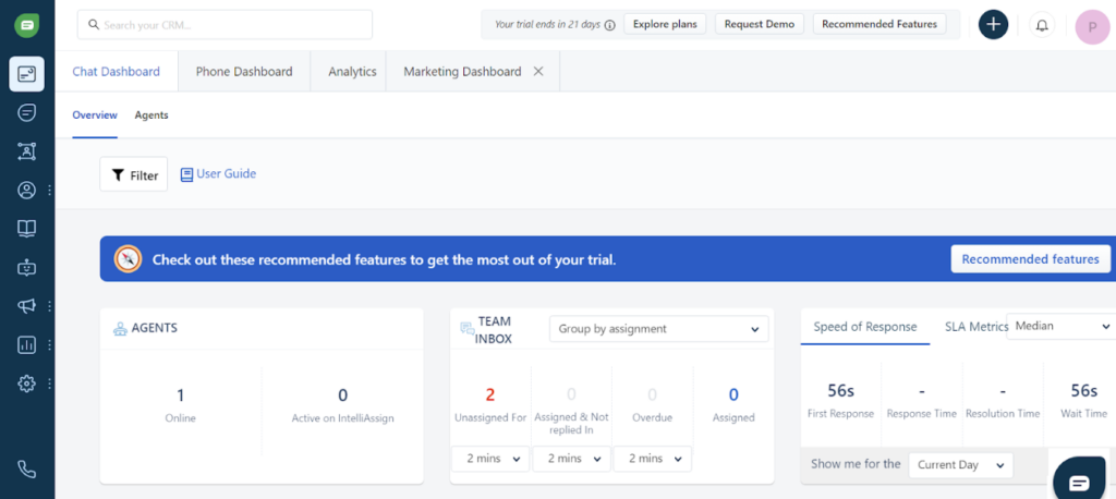 Freshdesk - chat dashboard overview