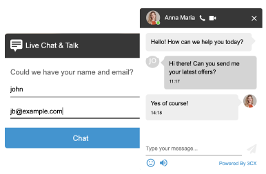 WordPress live chat window from the customer view