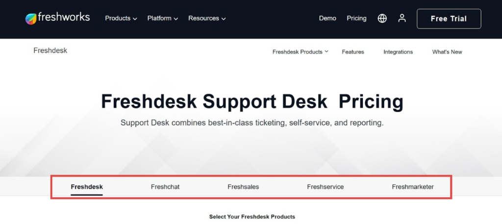 Freshdesk - select your product