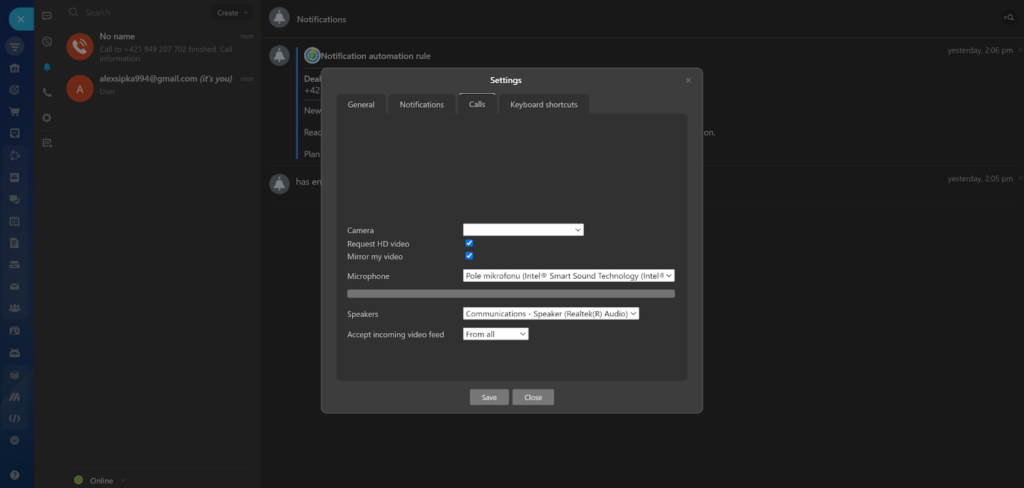 Bitrix24 call settings