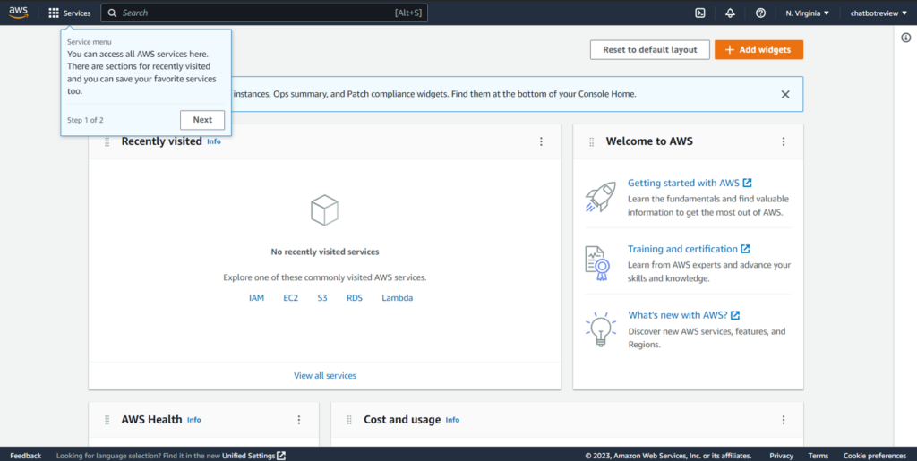 AWS Management console