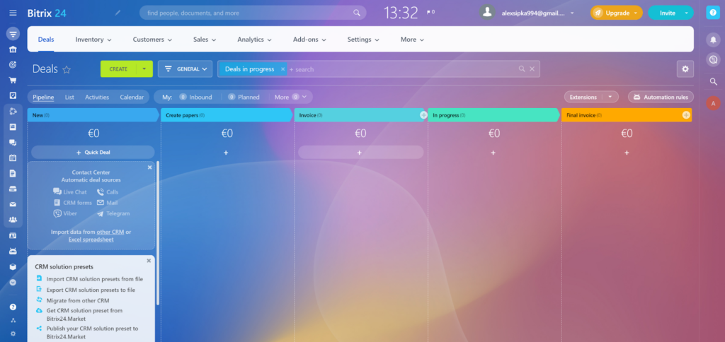 Bitrix24 dashboard