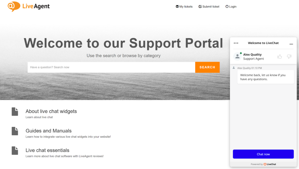 Open live chat window on website