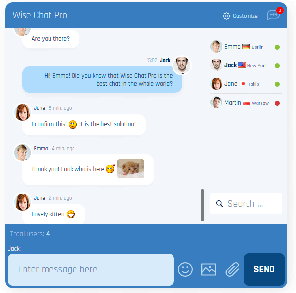Wise chat pro live chat window