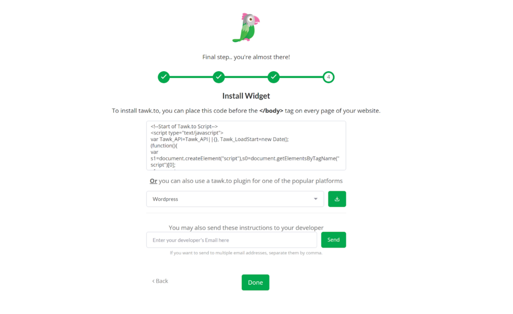 Tawk.to live chat code for your website