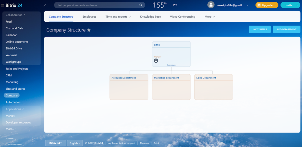 Bitrix24 company structure overview