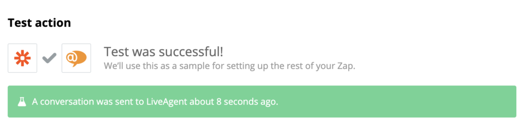 Successful test of a Google Sheets and LiveAgent integration