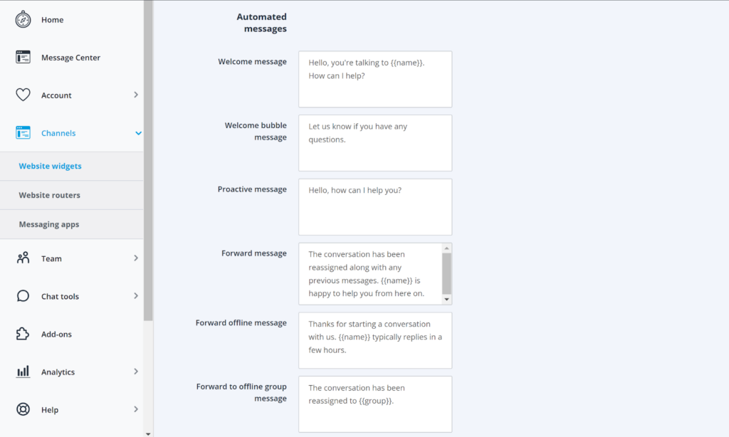 Userlike - automated messages