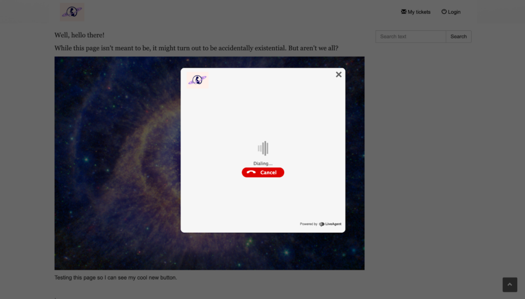 LiveAgent dialing screen