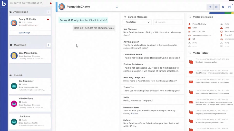 bold360 - ticket view and canned messages