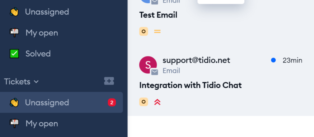 Tidio - ticket notification