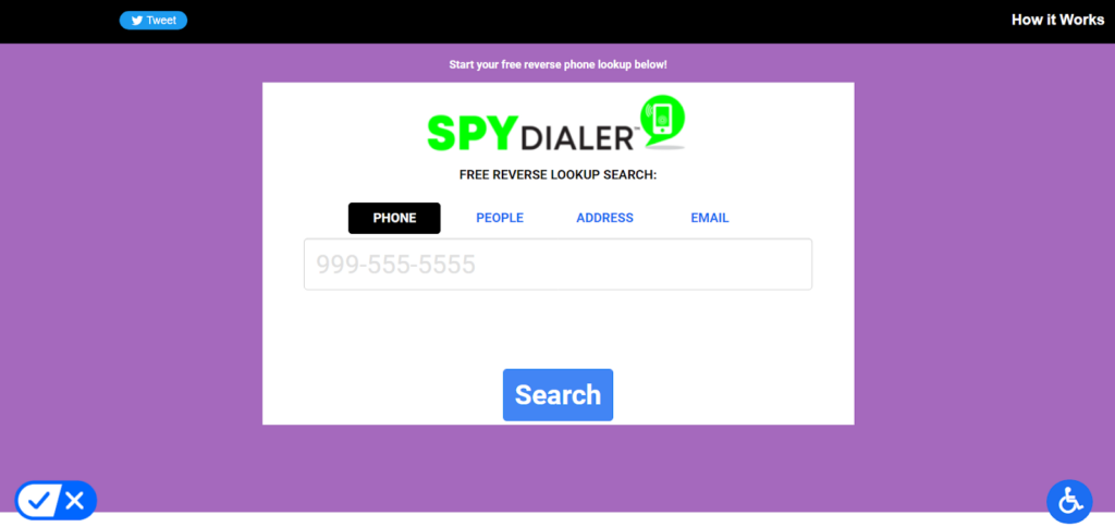 Spy Dialer search bar