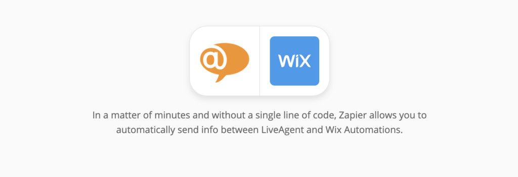 LiveAgent and Wix integration page on Zapier