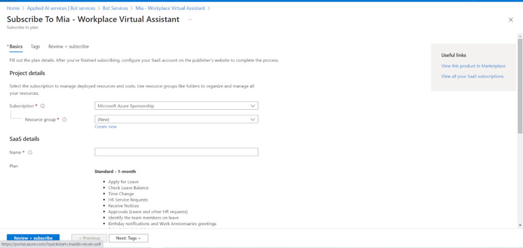 Microsoft chatbot - subscribe to Mia