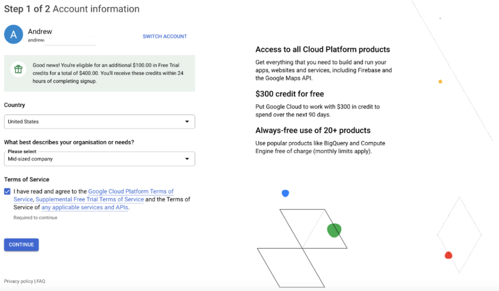 Dialogflow - account information