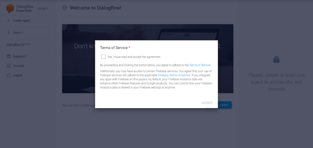Dialogflow - terms of service