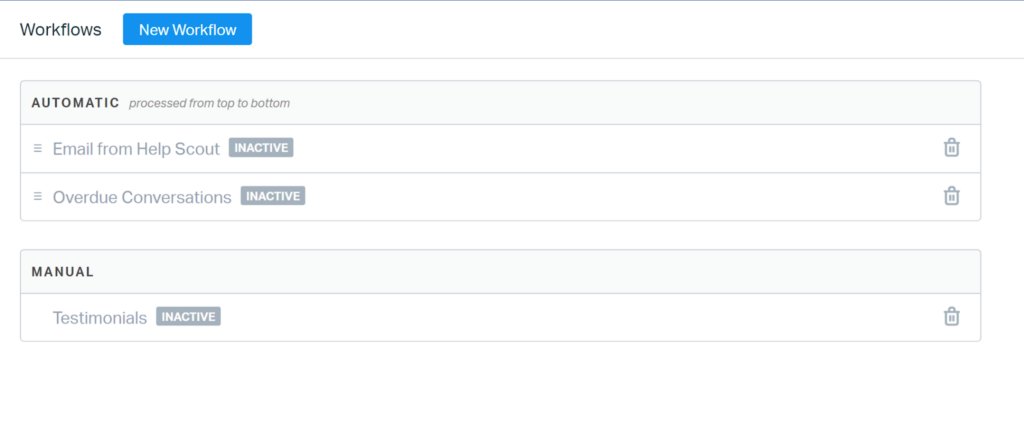 HelpScout - setting automatic workflow