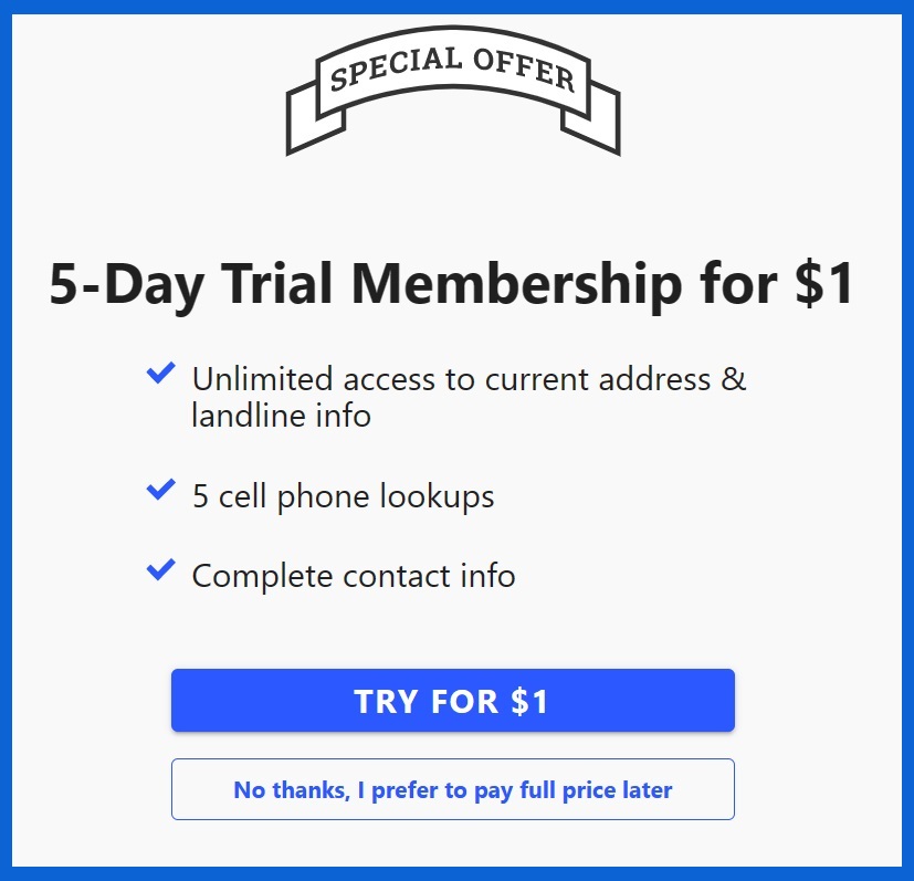 Whitepages 5 day trial