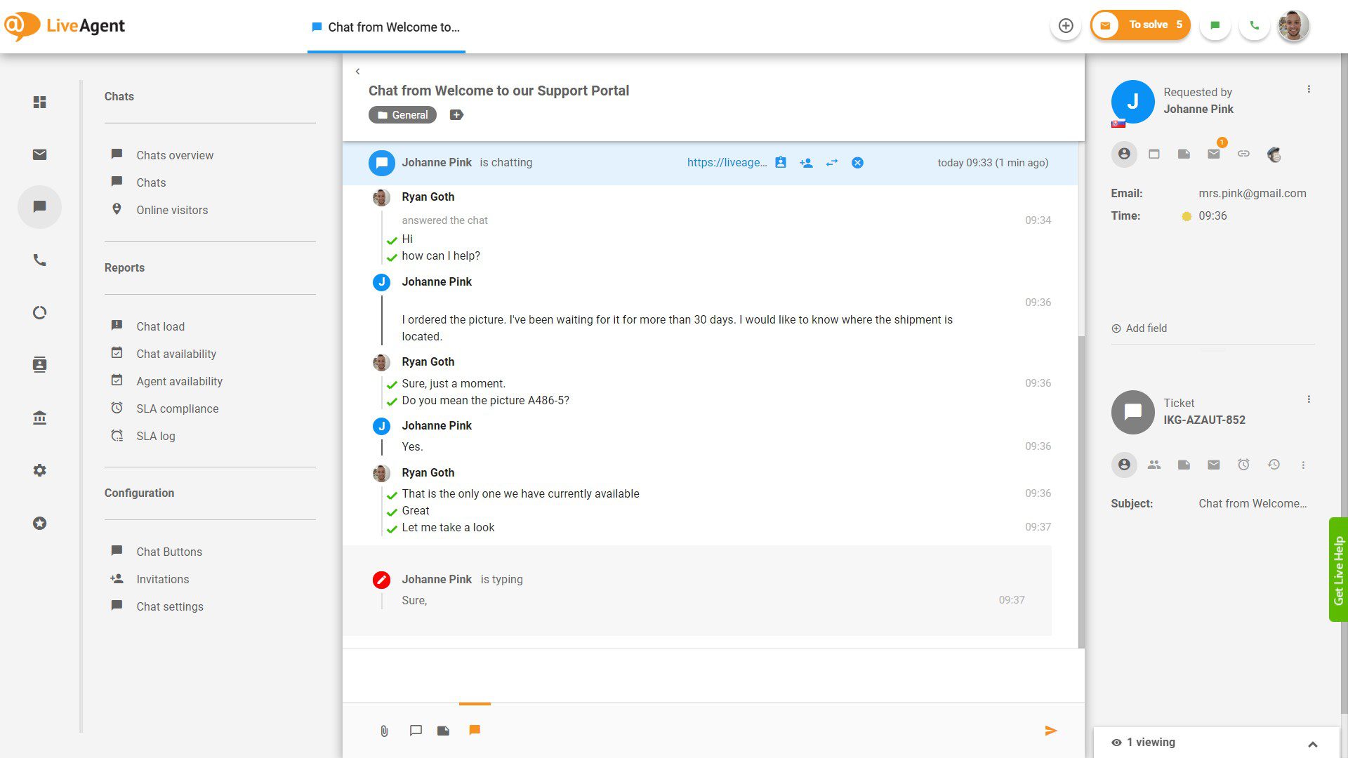 Ongoing real-time typing view chat