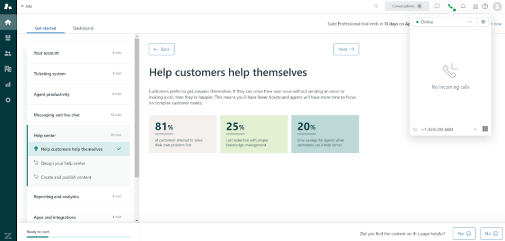 Zendesk - call interface