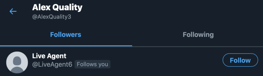 An example of a Twitter follower